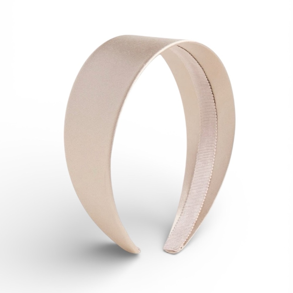 Jennifer Behr Layla Luxurious Satin Headband in a Neutral Oyster Color- O/S